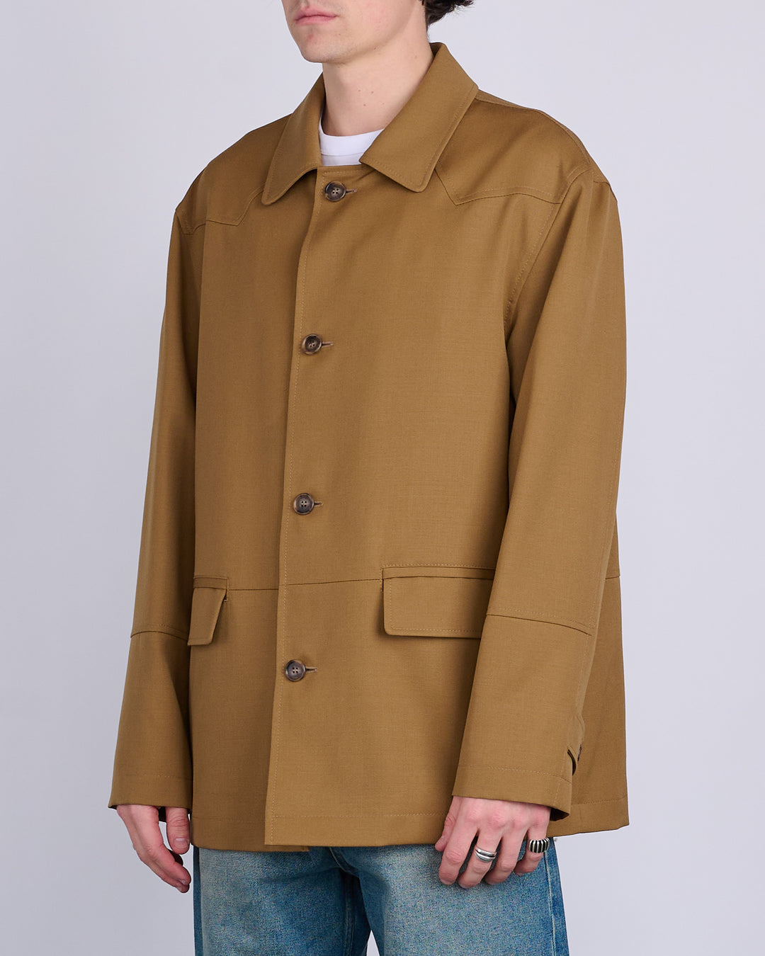 Maison Margiela MM6 Wool Gabardine Western Jacket Tobacco