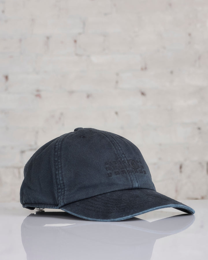 Maison Margiela MM6 Woven Numbers Logo Cap Washed Black