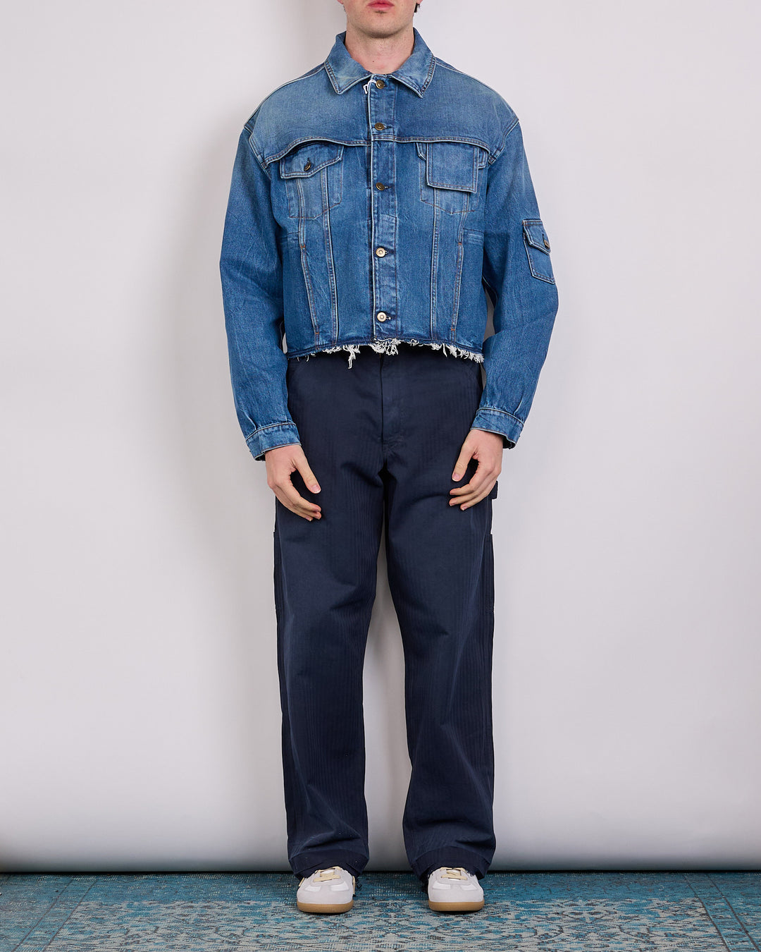 Maison Margiela Raw Cut 14oz Denim Jacket Vintage Wash Blue