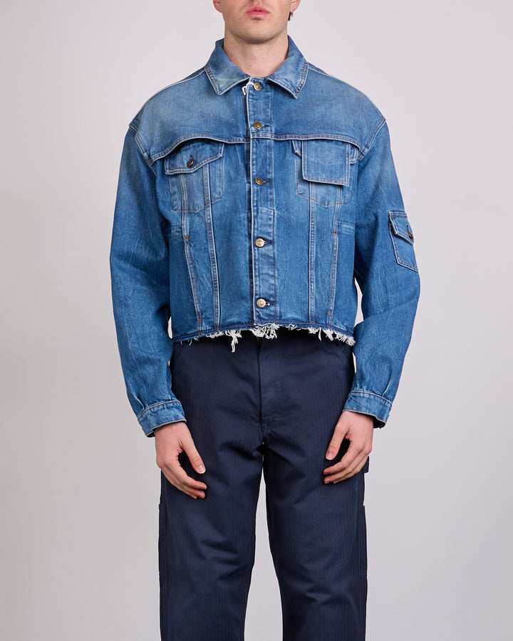 Maison Margiela Raw Cut 14oz Denim Jacket Vintage Wash Blue