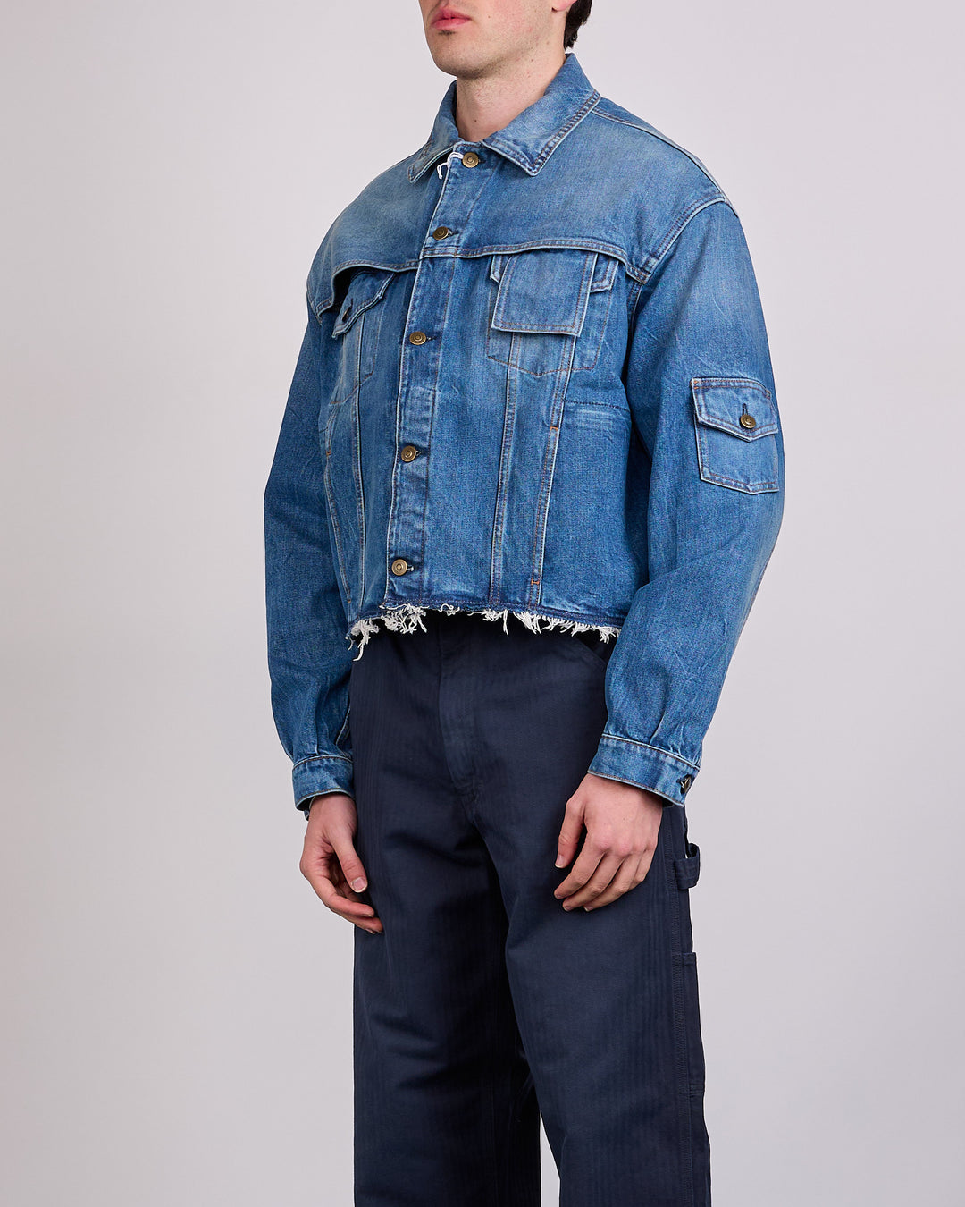 Maison Margiela Raw Cut 14oz Denim Jacket Vintage Wash Blue