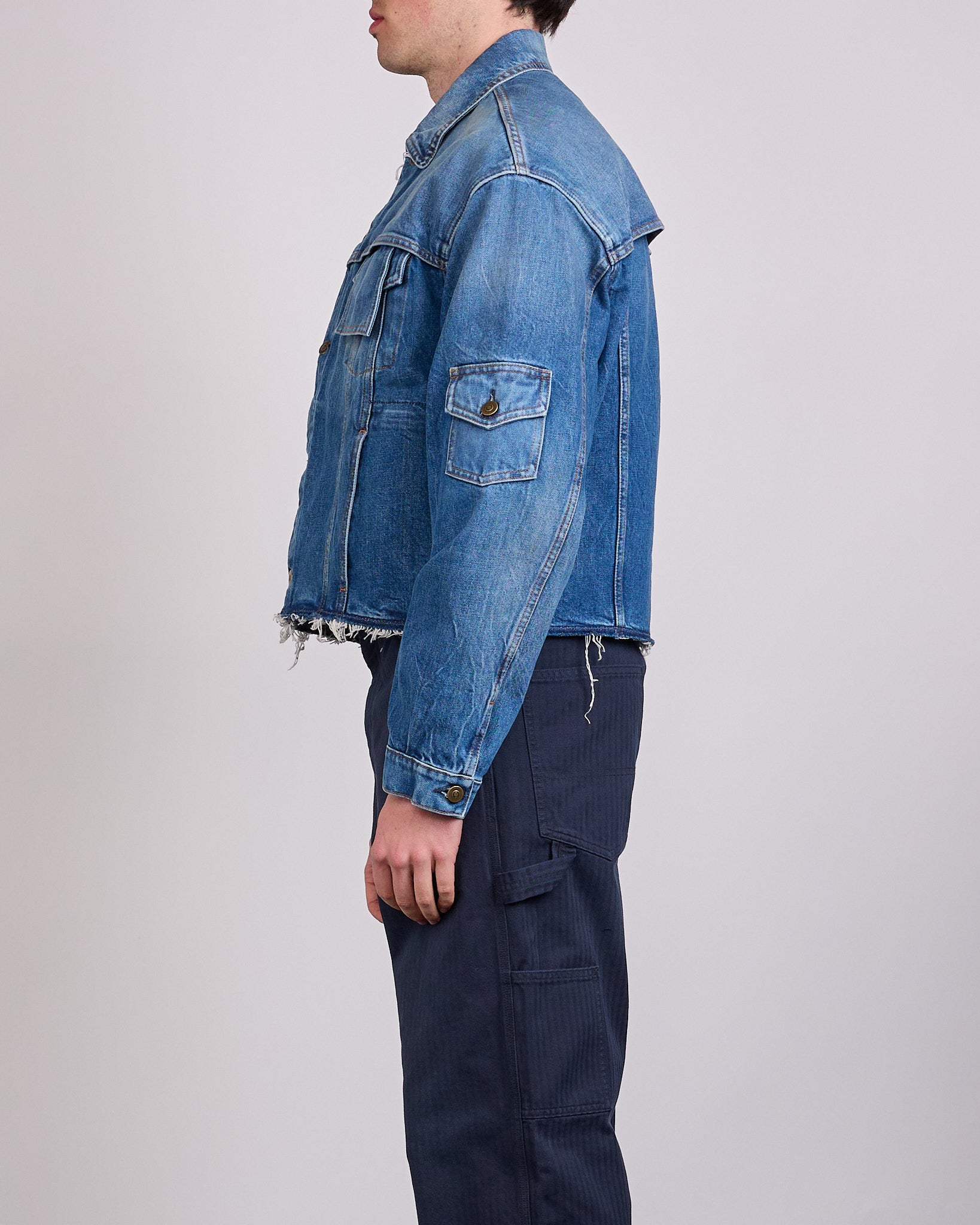 Maison Margiela Raw Cut 14oz Denim Jacket Vintage Wash Blue – LESS 17