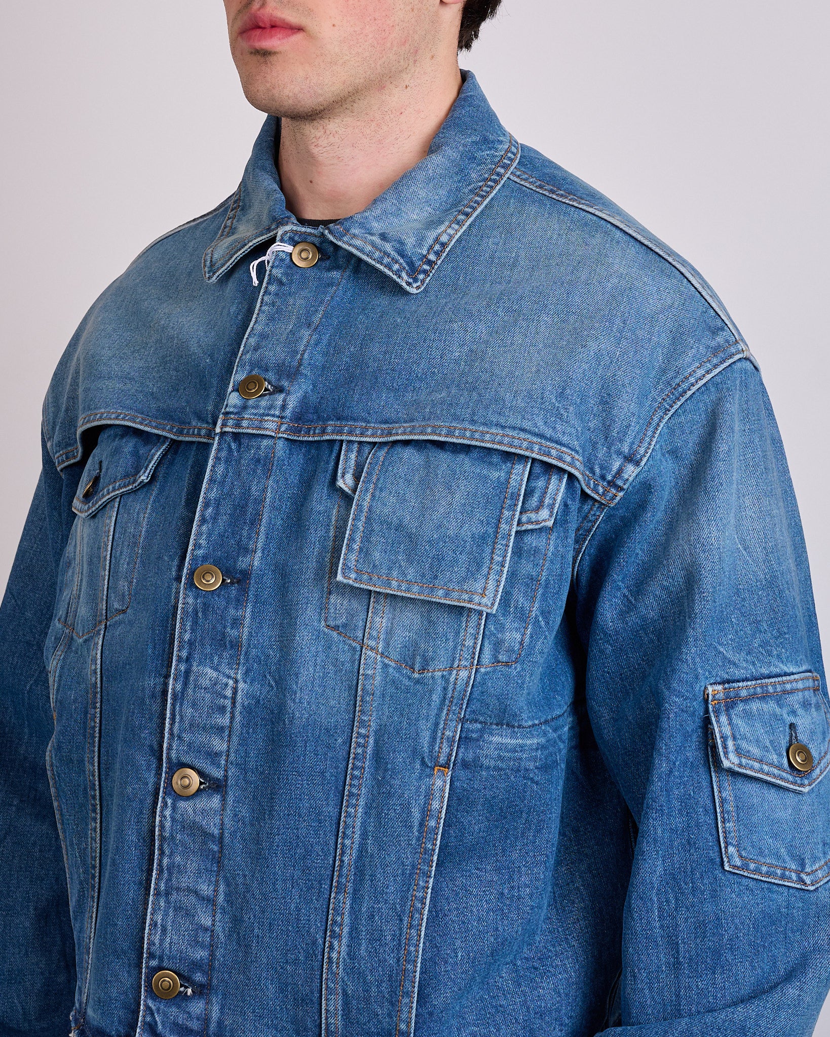 Maison Margiela Raw Cut 14oz Denim Jacket Vintage Wash Blue – LESS 17