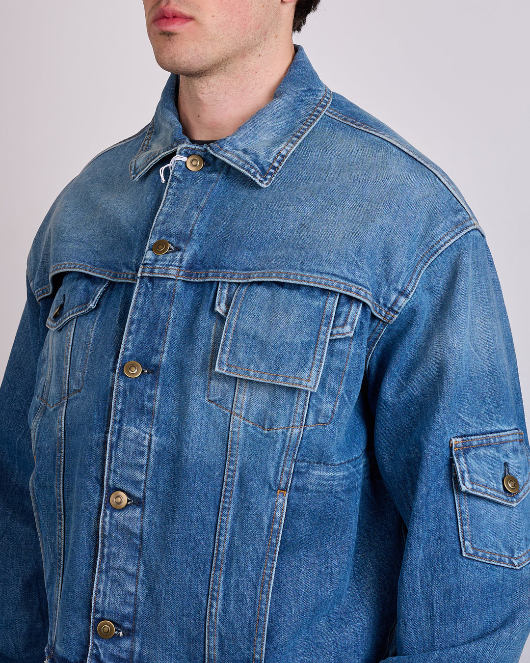 Maison Margiela Raw Cut 14oz Denim Jacket Vintage Wash Blue