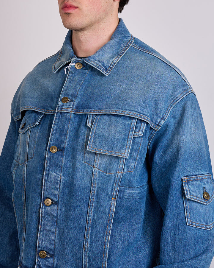 Maison Margiela Raw Cut 14oz Denim Jacket Vintage Wash Blue