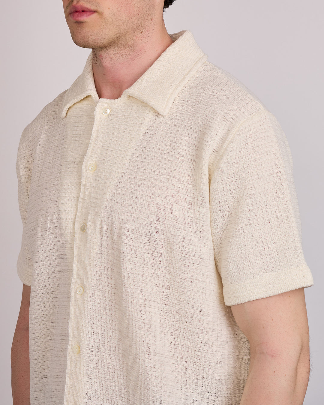 Maison Margiela Textured Cotton Button Shirt Off White
