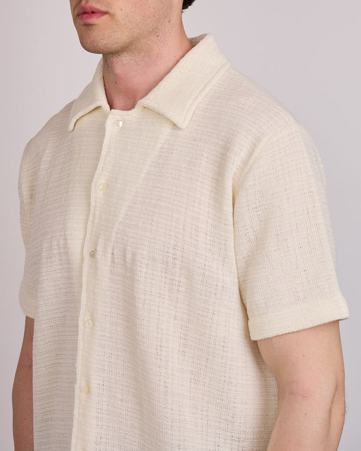 Maison Margiela Textured Cotton Button Shirt Off White