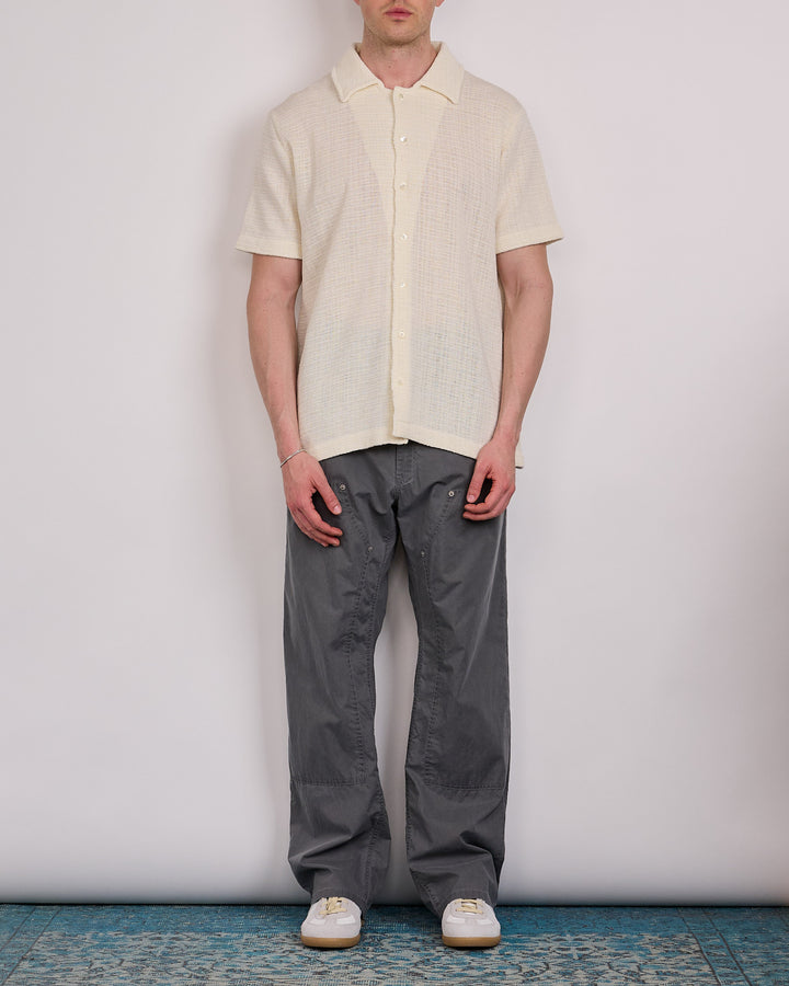 Maison Margiela Textured Cotton Button Shirt Off White