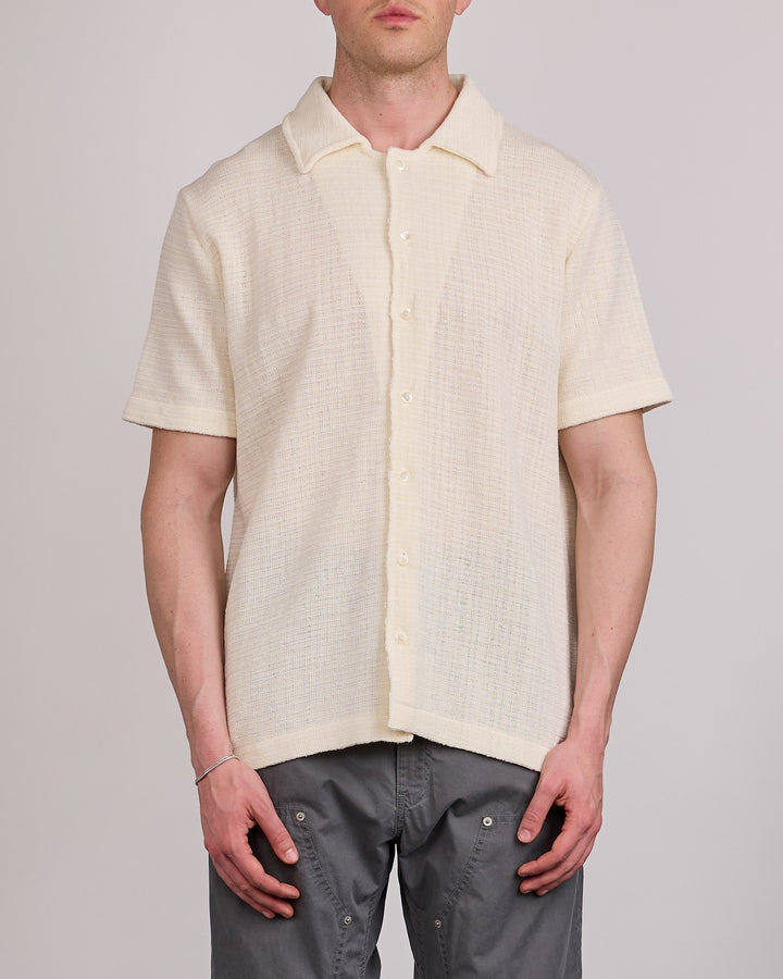 Maison Margiela Textured Cotton Button Shirt Off White