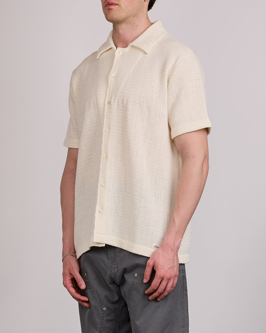 Maison Margiela Textured Cotton Button Shirt Off White