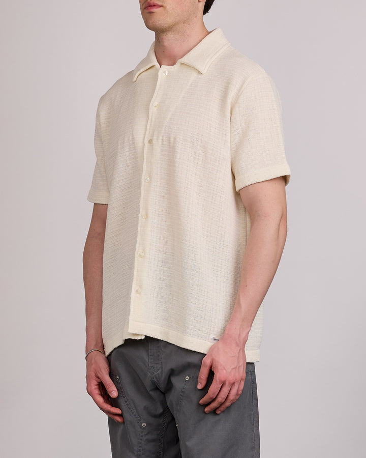 Maison Margiela Textured Cotton Button Shirt Off White