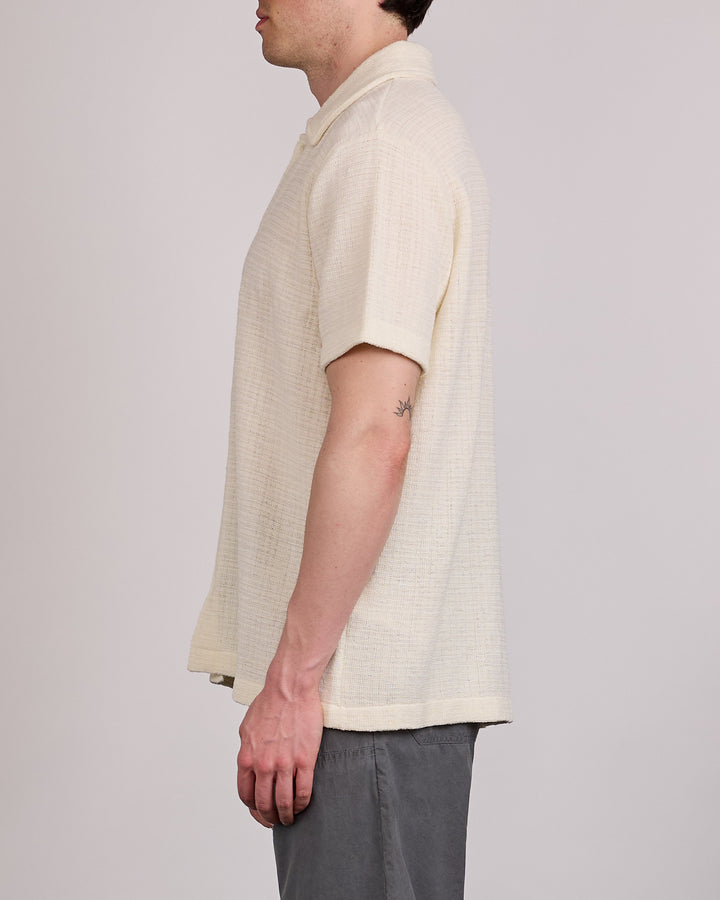 Maison Margiela Textured Cotton Button Shirt Off White