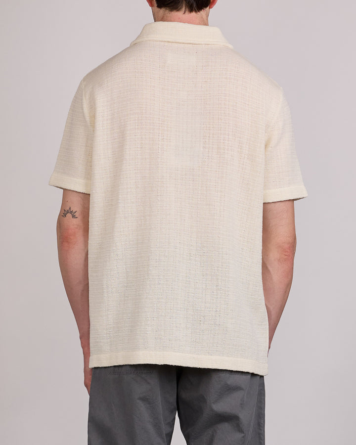 Maison Margiela Textured Cotton Button Shirt Off White