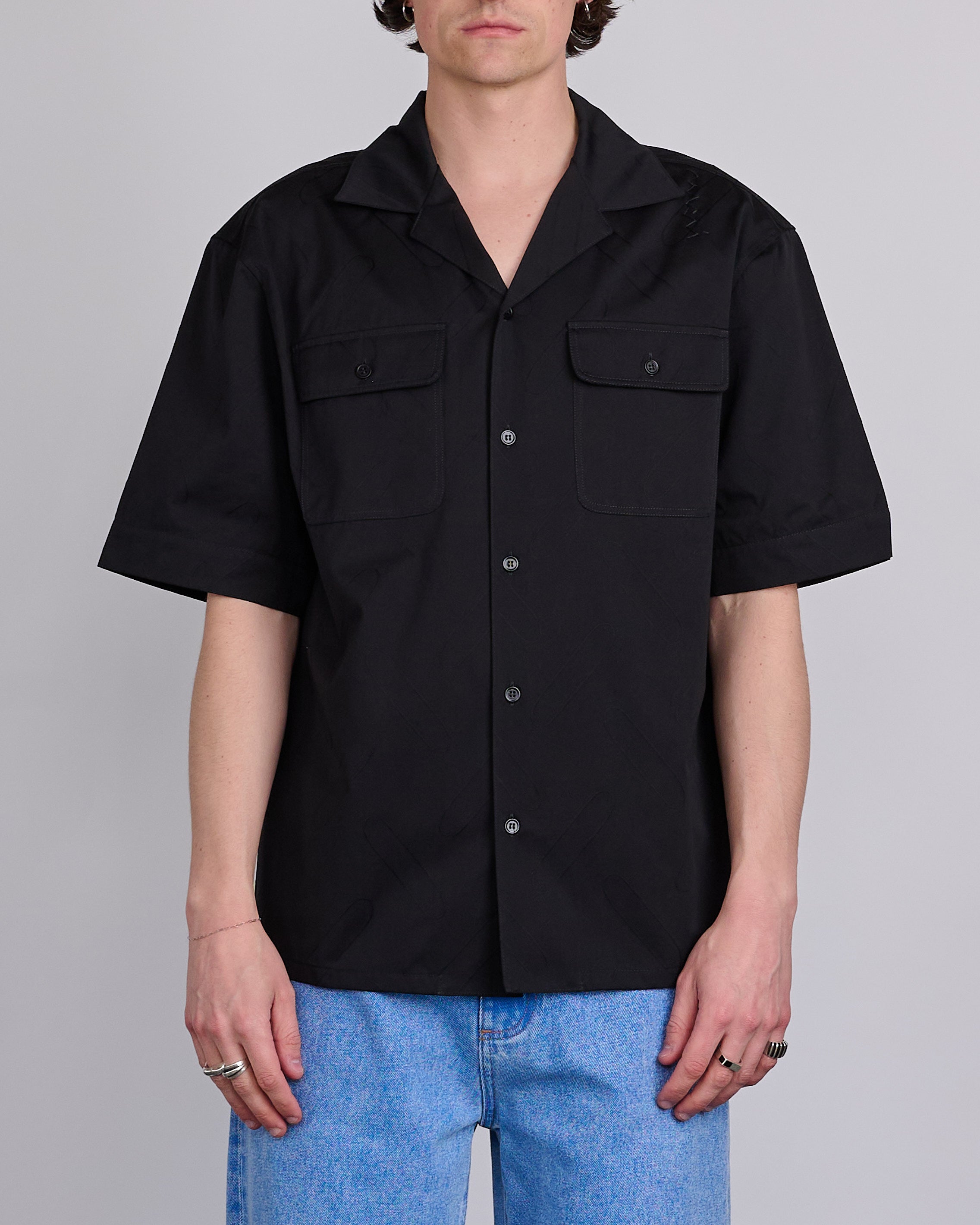 Marni Big Confetti Jacquard Bowling Button Shirt Black – LESS 17