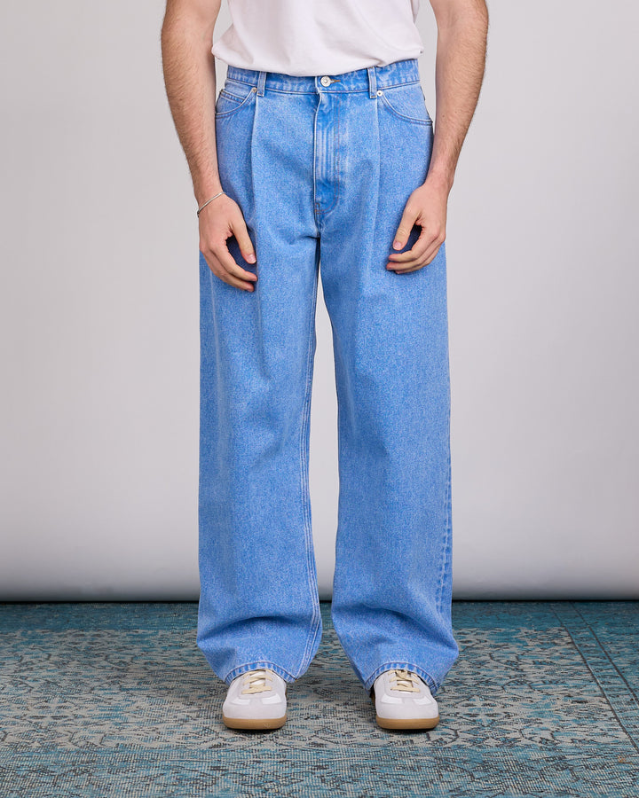 Marni Bleached Coated Pleated Jean Cobalt