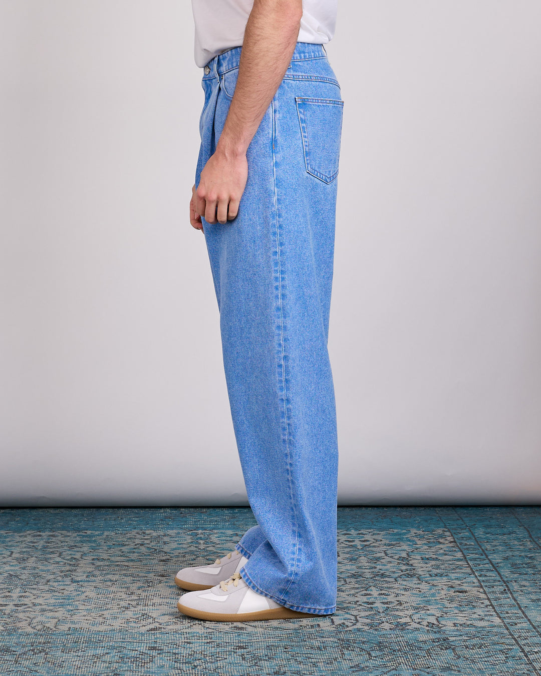 Marni Bleached Coated Pleated Jean Cobalt