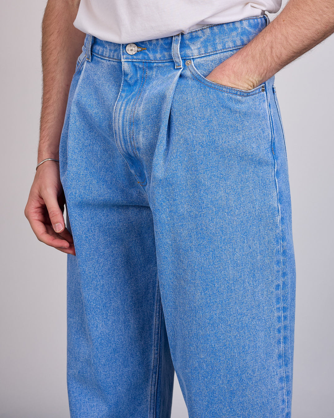 Marni Bleached Coated Pleated Jean Cobalt