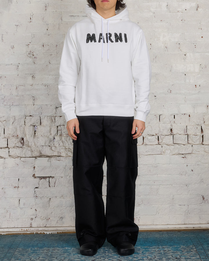 Marni Crayon Logo Hooded Sweatshirt Natural White