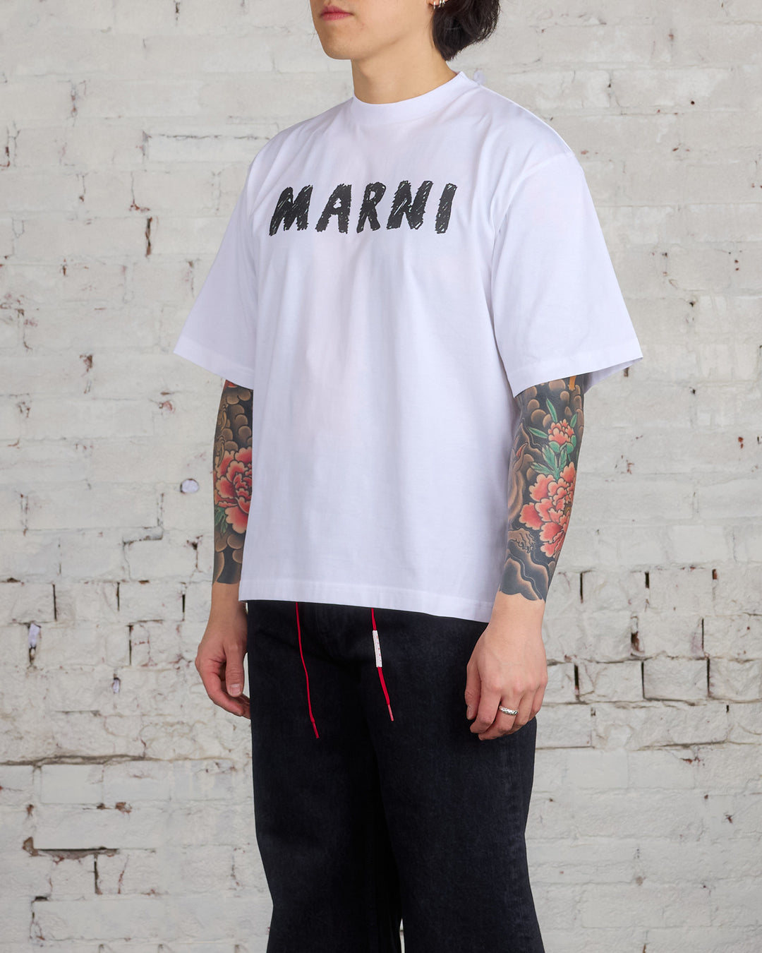 Marni Crayon Logo T-Shirt Lily White