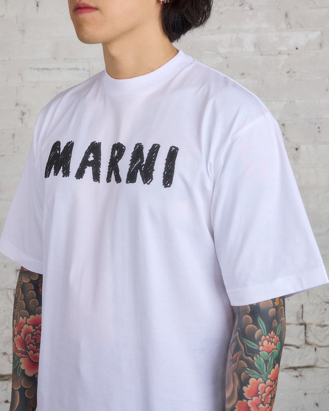 Marni Crayon Logo T-Shirt Lily White