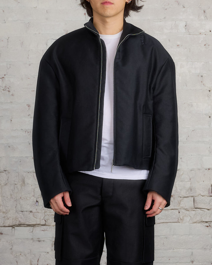 Marni Cropped Cocoon Moleskine Jacket Black