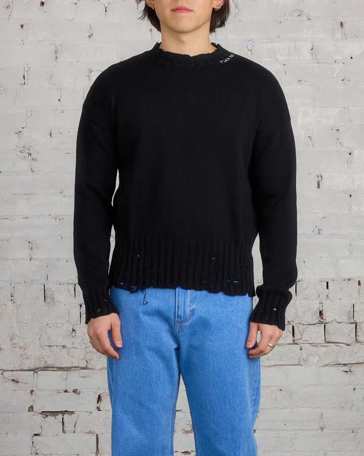 Marni Dischevelled Cotton Crew Sweater Black