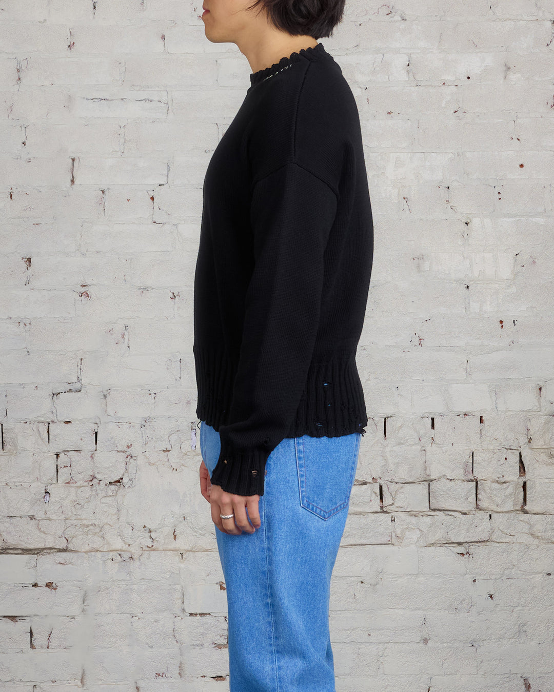 Marni Dischevelled Cotton Crew Sweater Black