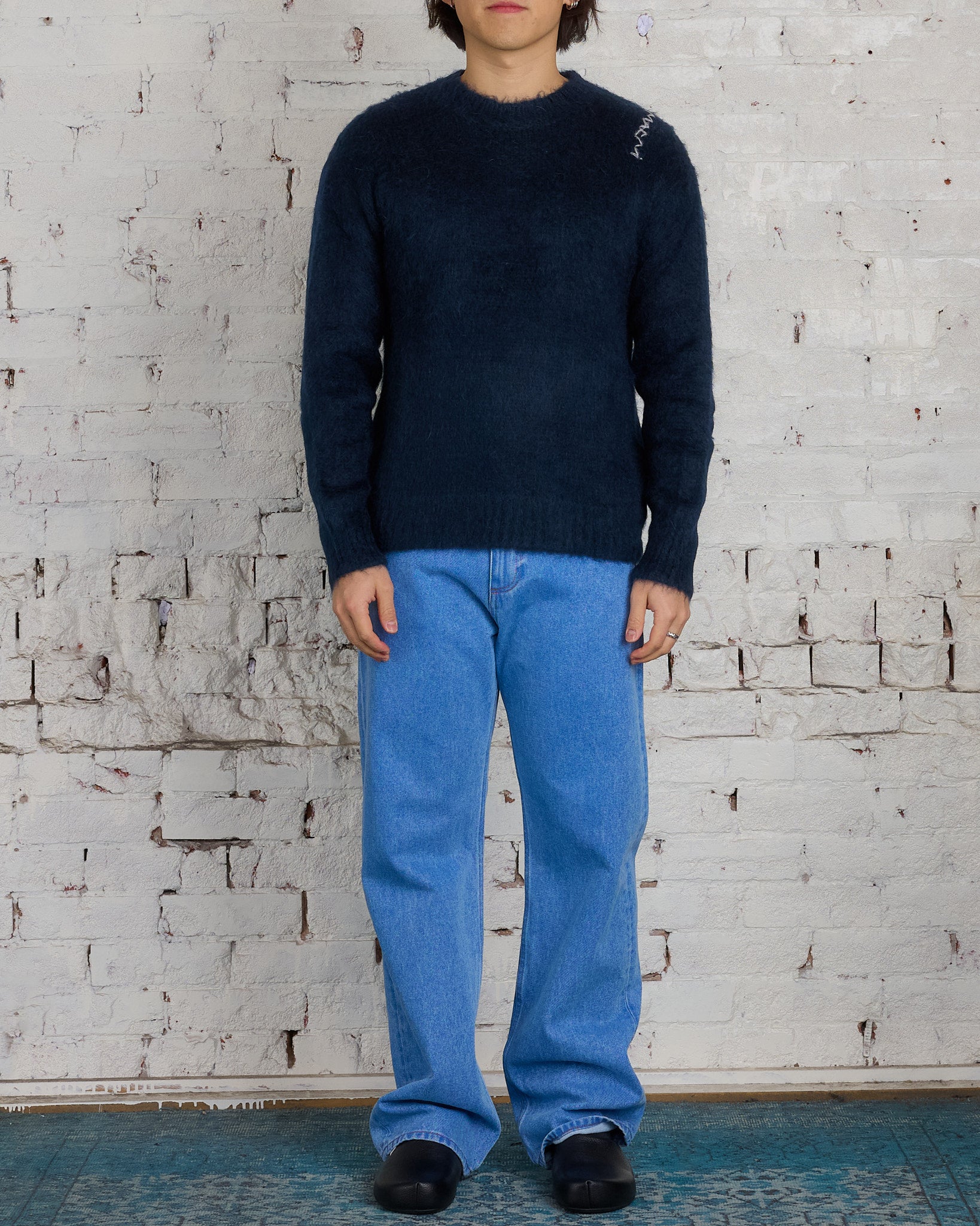 Marni Fuzzy Wuzzy Mohair Crewneck Sweater Midnight – LESS 17