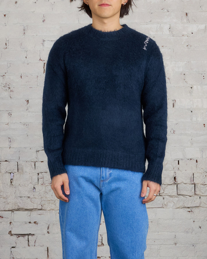 Marni Fuzzy Wuzzy Mohair Crewneck Sweater Midnight