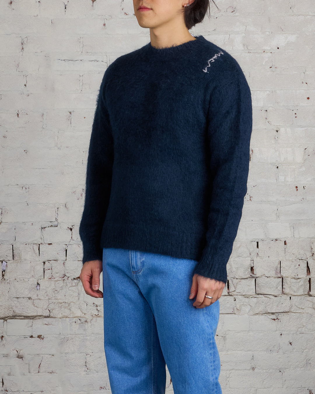 Marni Fuzzy Wuzzy Mohair Crewneck Sweater Midnight