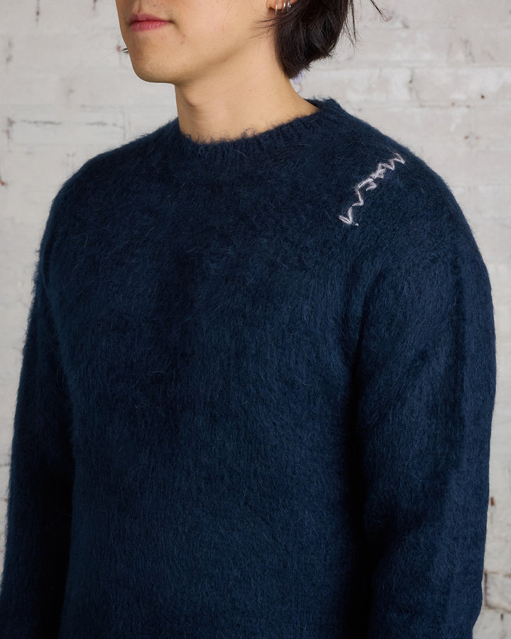 Marni Fuzzy Wuzzy Mohair Crewneck Sweater Midnight