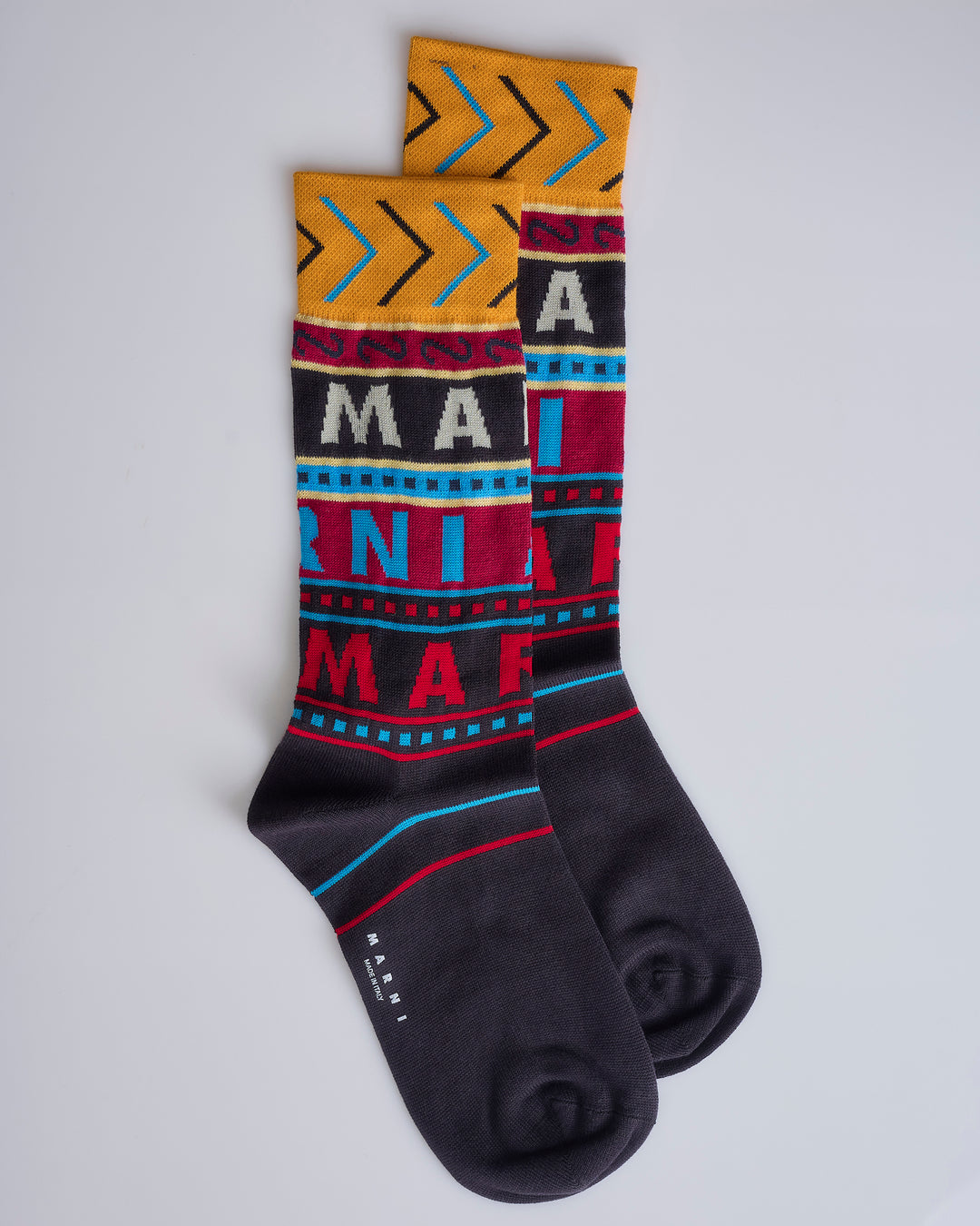 Marni Jacquard Repeat Knit Sock Brown