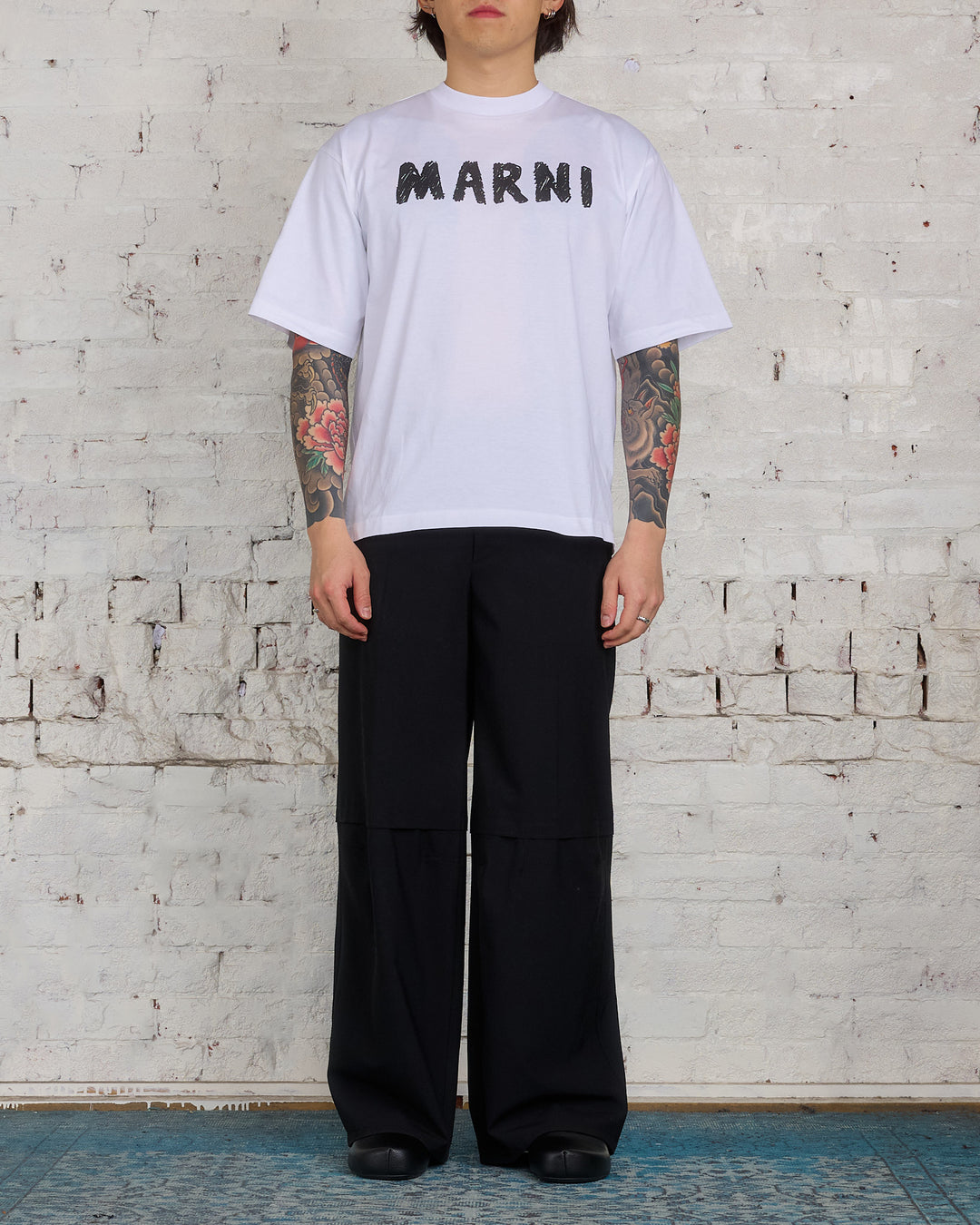 Marni Light Wool Blend Straight Fit Pant Black