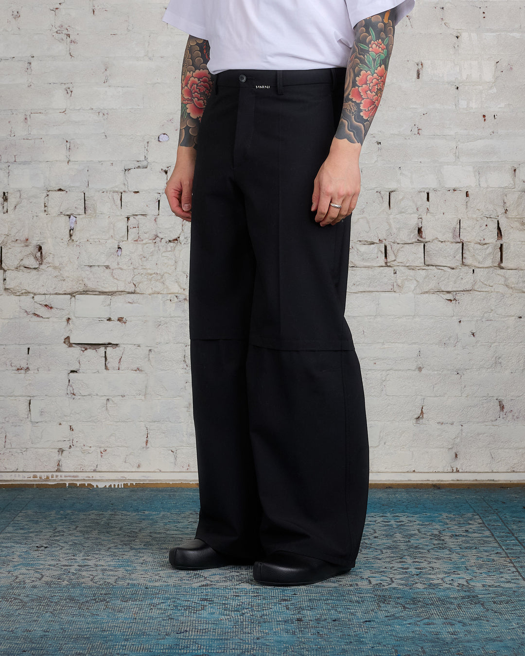 Marni Light Wool Blend Straight Fit Pant Black