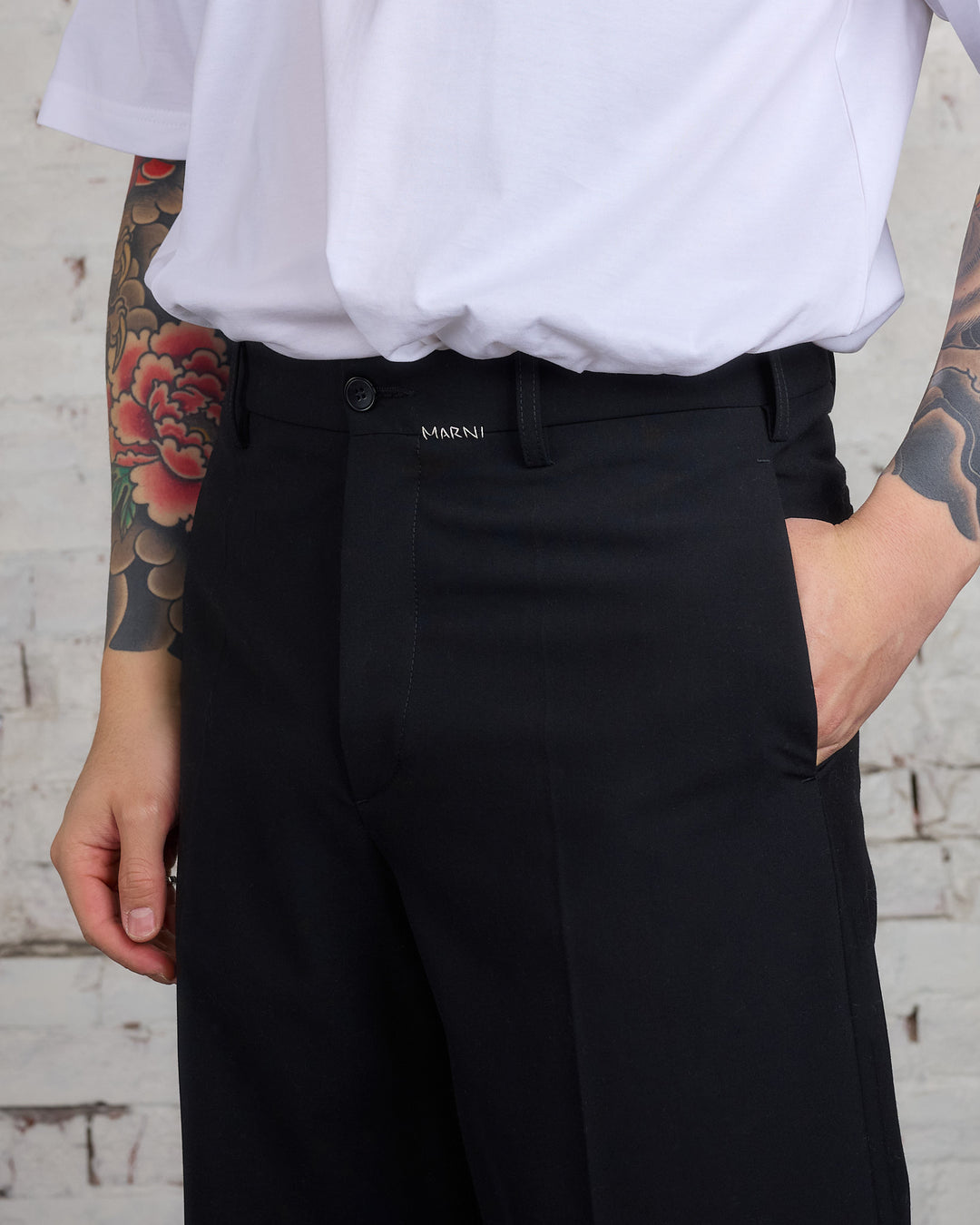 Marni Light Wool Blend Straight Fit Pant Black