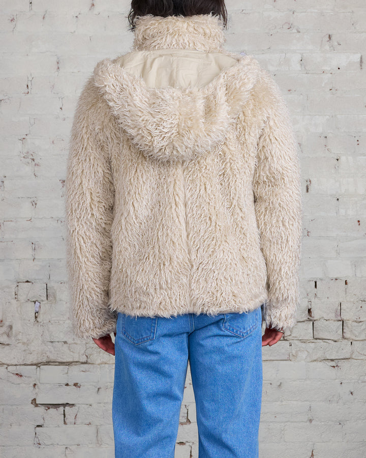 Marni Long Pile Shaggy Faux Fur Jacket Glass Beige