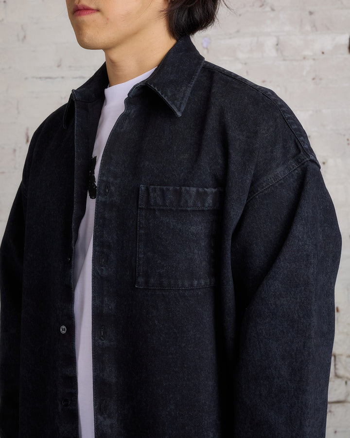 Marni Marble Dyed Denim Button Shirt Black