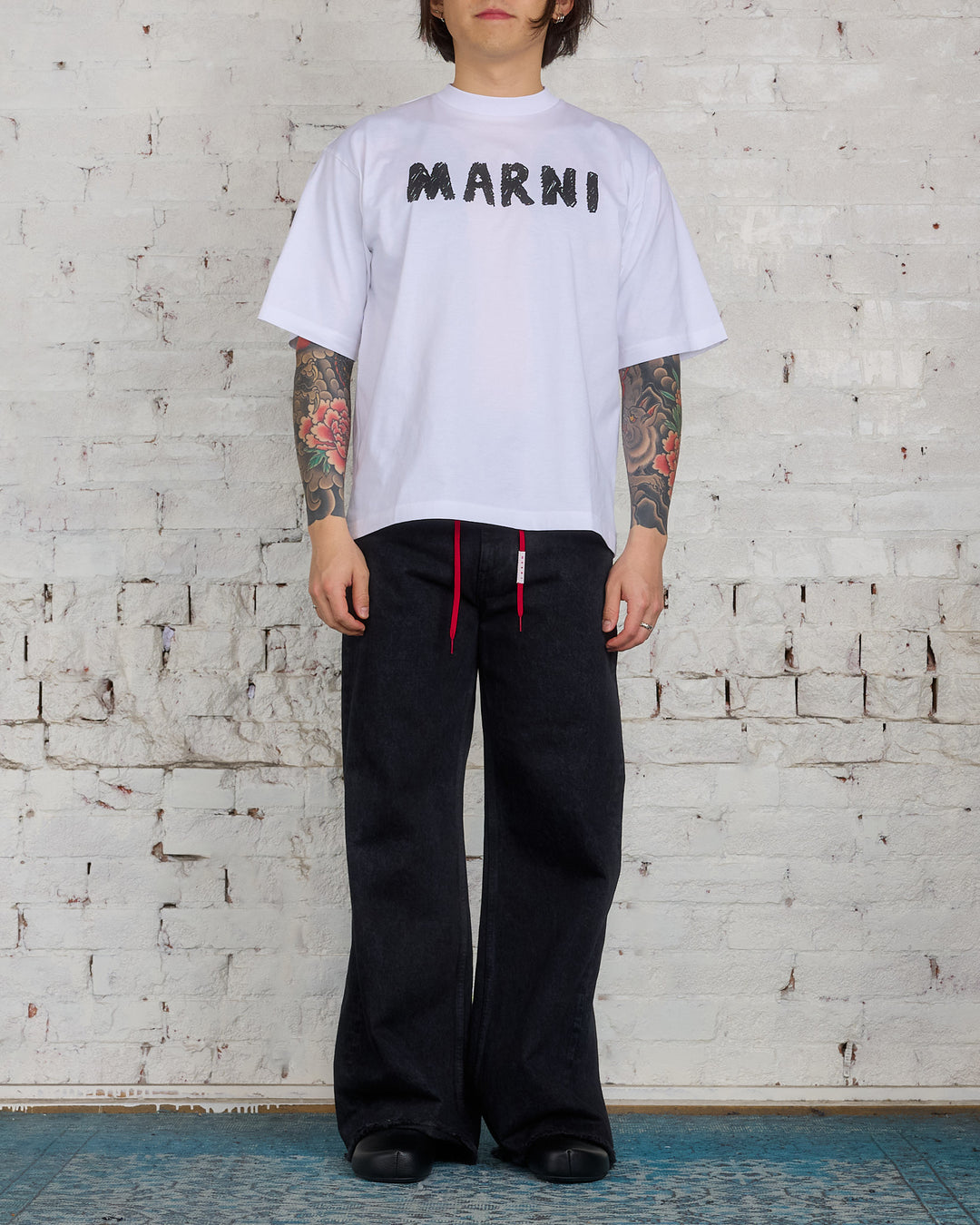 Marni Marble Dyed Denim Flare Jean Black