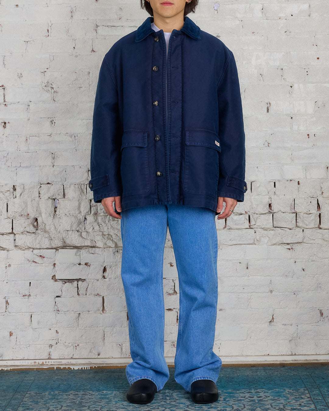 Marni Moleskin Satin Deck Jacket Light Navy