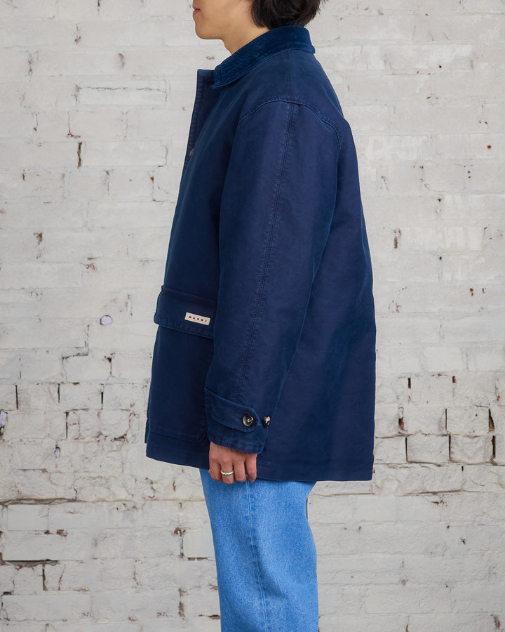 Marni Moleskin Satin Deck Jacket Light Navy