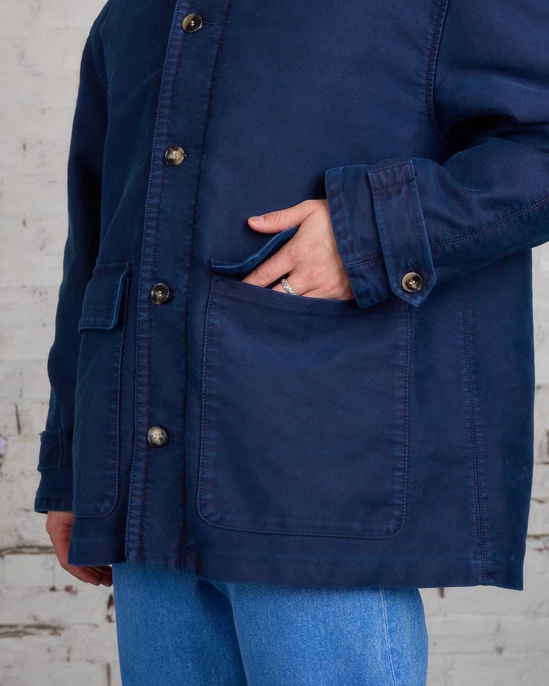 Marni Moleskin Satin Deck Jacket Light Navy