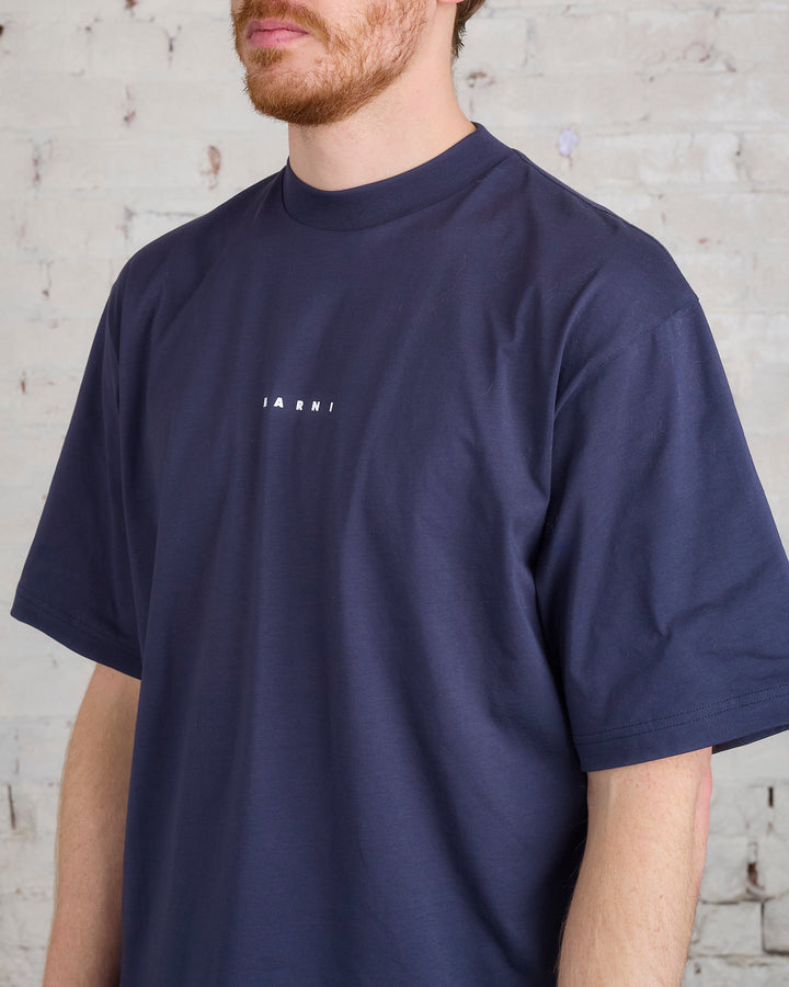 Marni Organic Cotton Jersey Logo T-Shirt Blue-Black