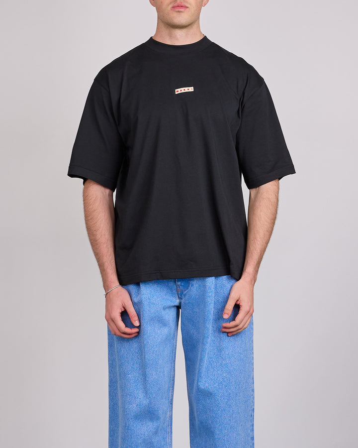 Marni Organic Cotton Jersey Patch Logo T-Shirt Black