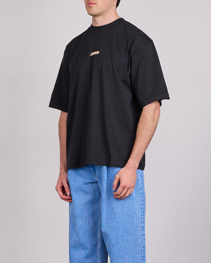 Marni Organic Cotton Jersey Patch Logo T-Shirt Black