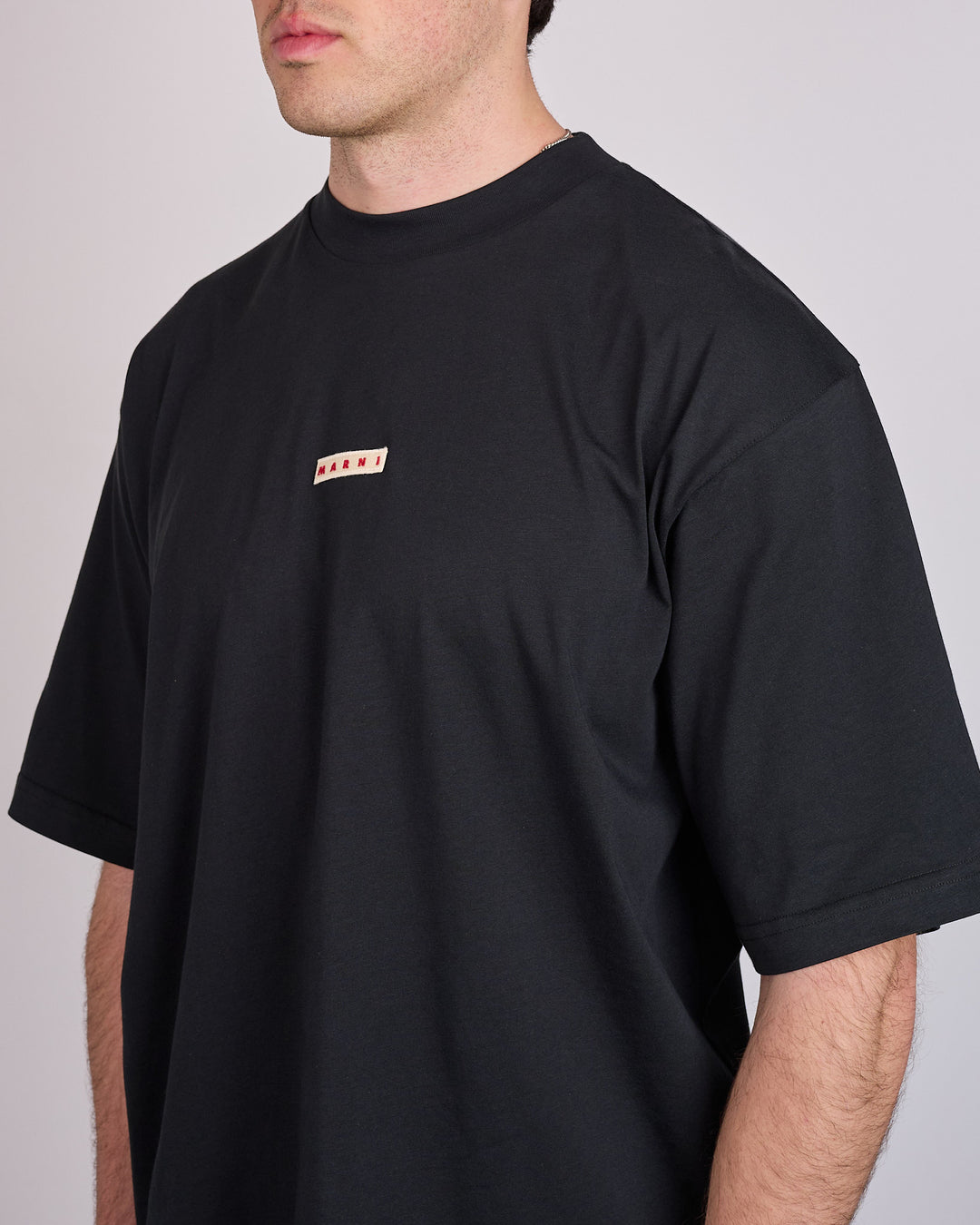 Marni Organic Cotton Jersey Patch Logo T-Shirt Black