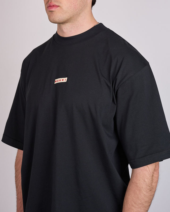 Marni Organic Cotton Jersey Patch Logo T-Shirt Black