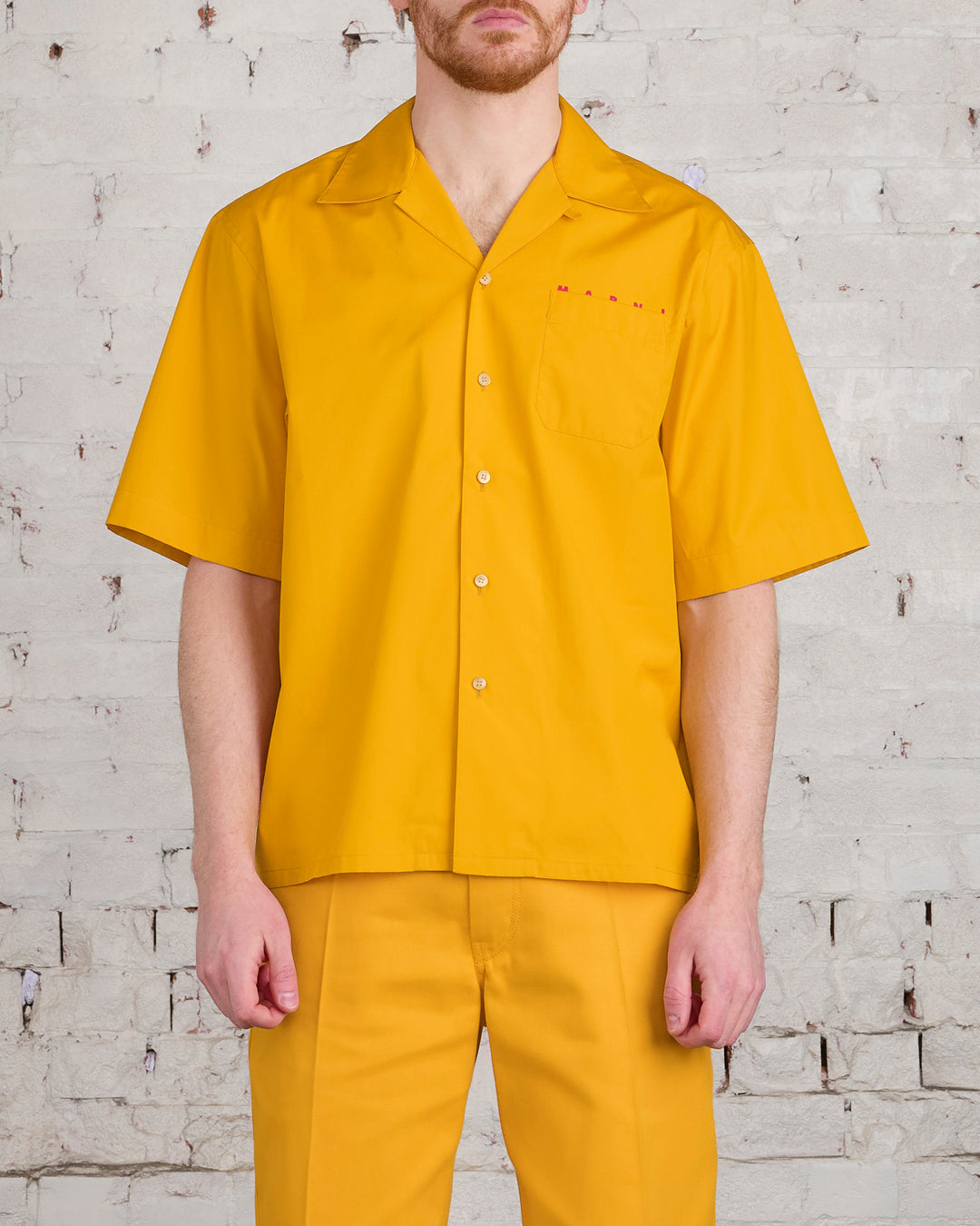 Marni Poplin Logo Bowling Shirt Light Orange