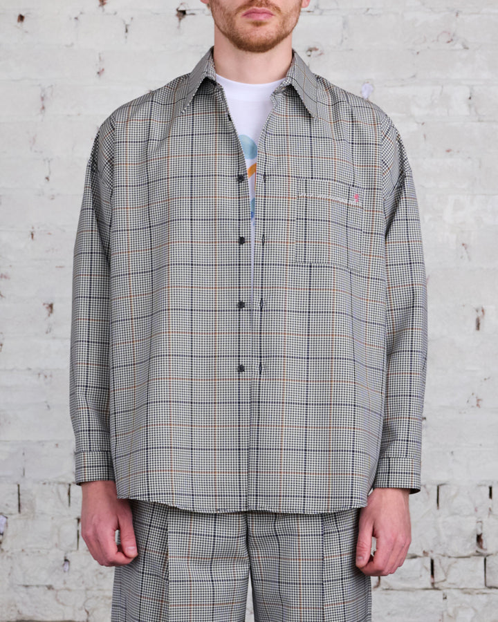 Marni Runway Boxy Button Shirt Blue-Black Plaid