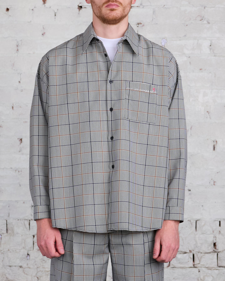 Marni Runway Boxy Button Shirt Blue-Black Plaid