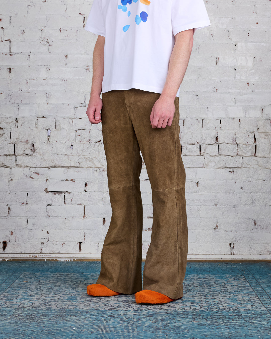 Marni Runway Pelo Di Vitello Leather Wide Pant Creta